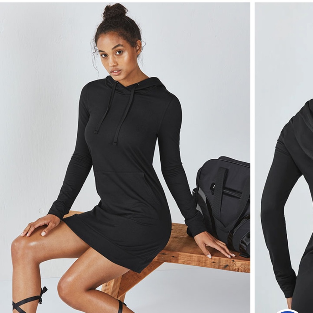 Fabletics Yukon Black Hoodie Dress| xs